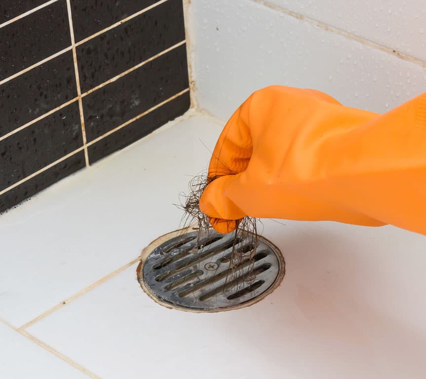 hair clogging up a shower drain