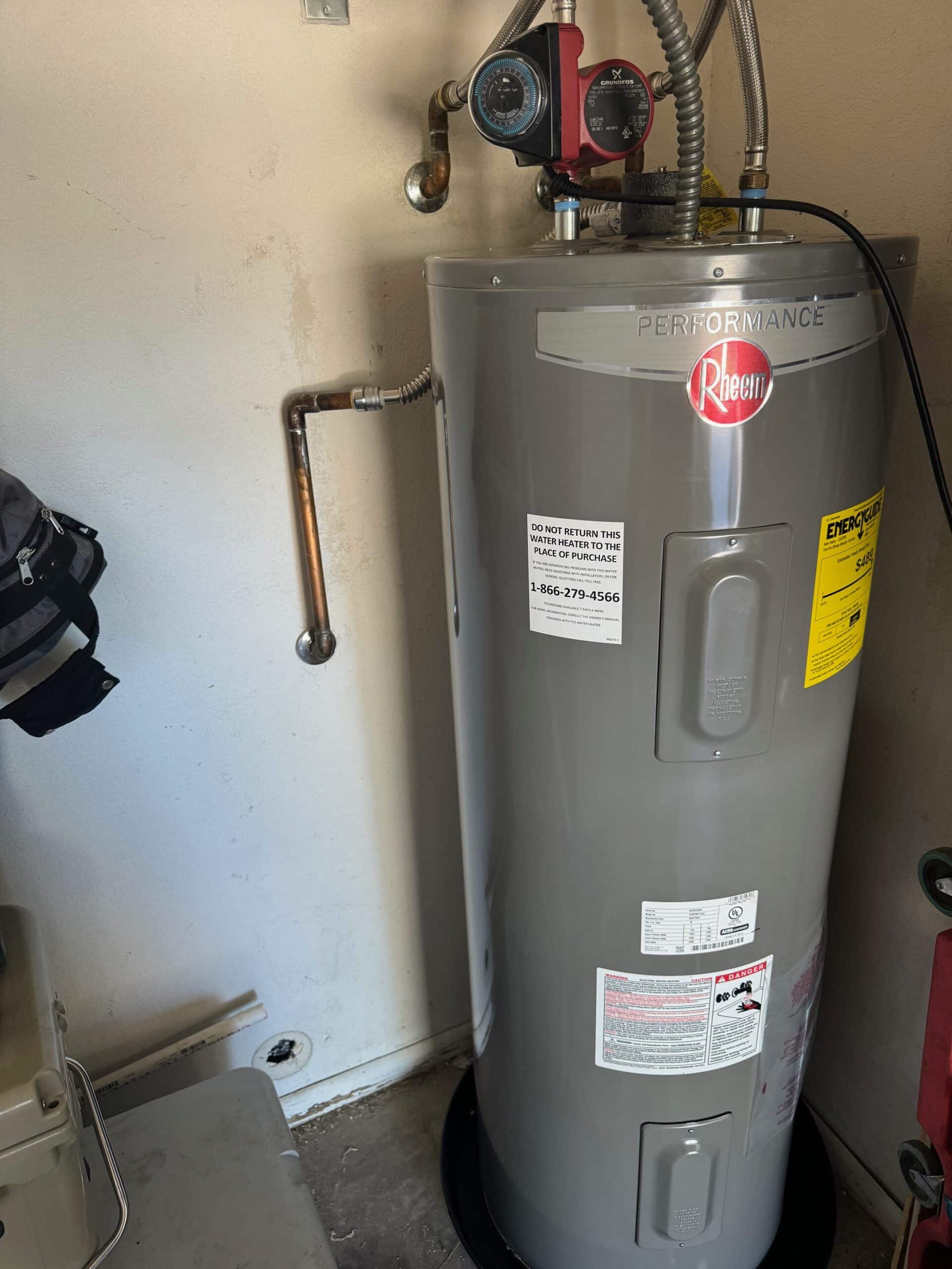 Water heater installation in basement in Mesa, AZ